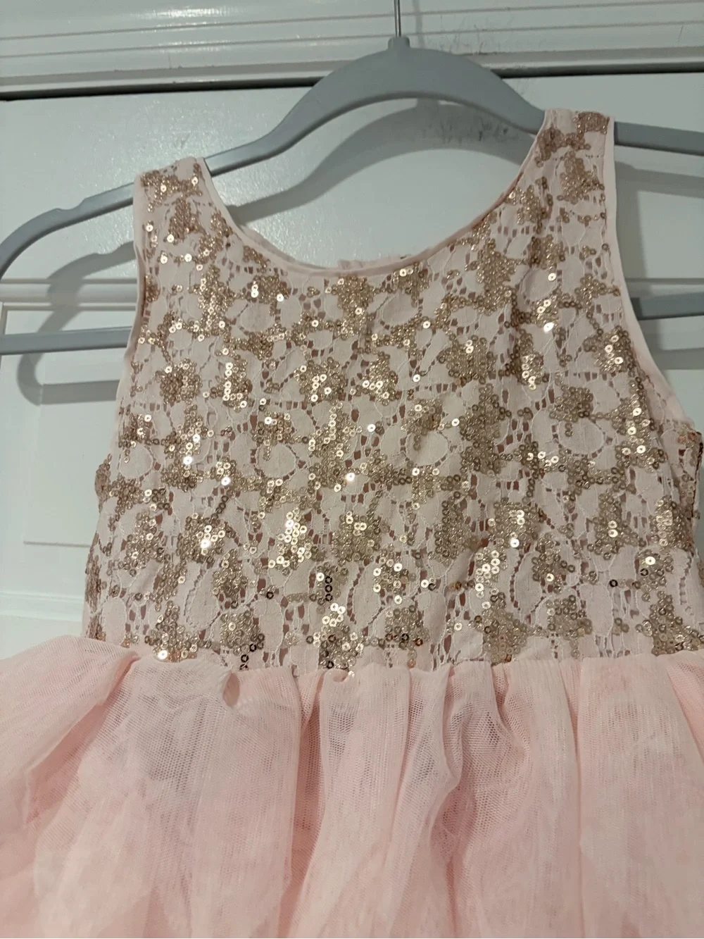 H&M Pale Pink Sequin Lace Dress